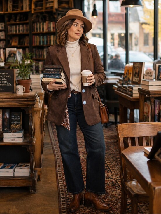 Issac mizrahi live Jackets & Blazers - Isaac Mizrahi Live Brown Faux Suede Blazer Jacket 1X Paisley Lined